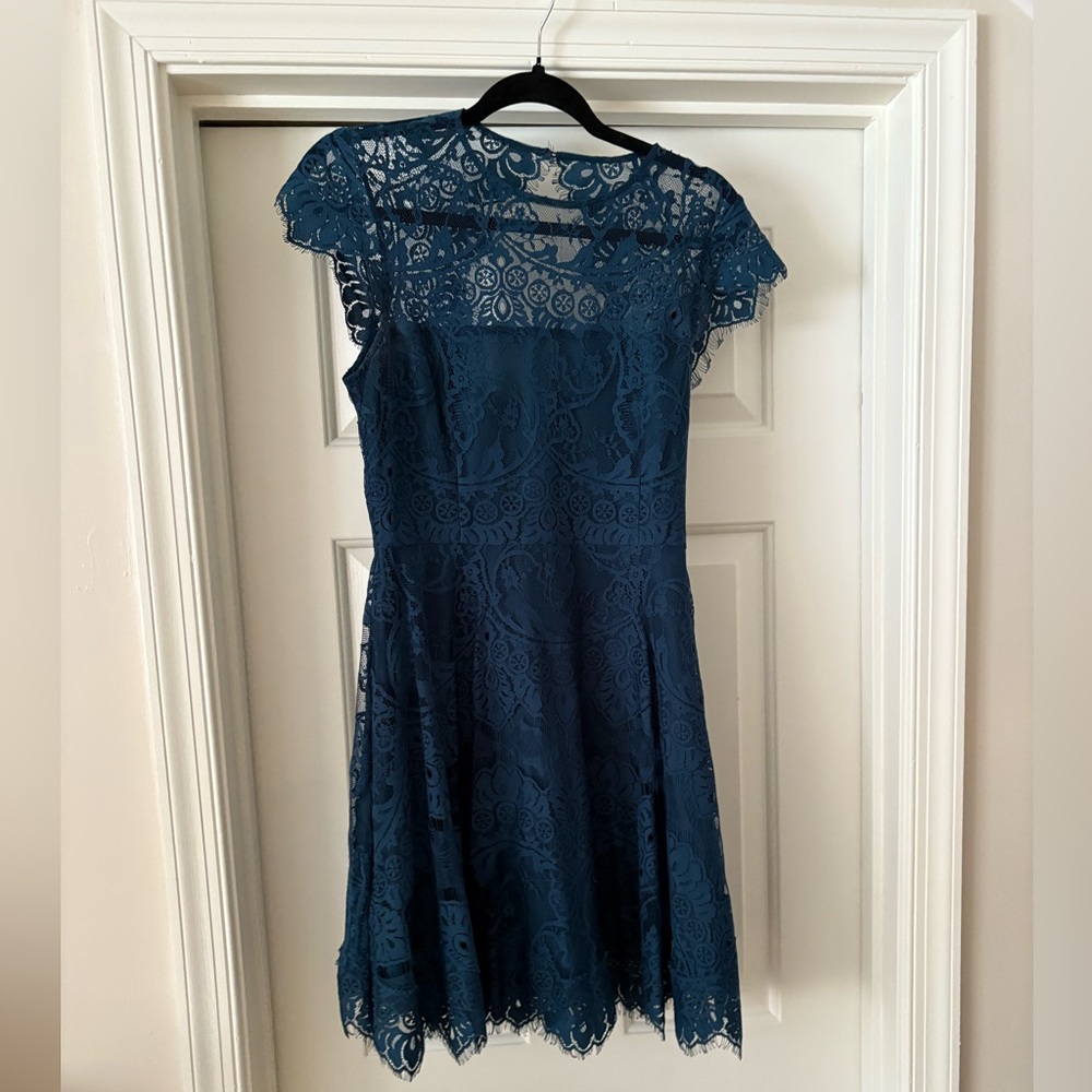BB Dakota Lace Fit N Flare Dress Teal